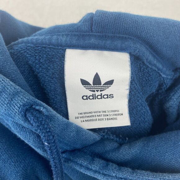 Adidas Sweater Adult Medium Blue Hoodie Logo Sweatshirt Pullover Casual - Picture 6 of 7